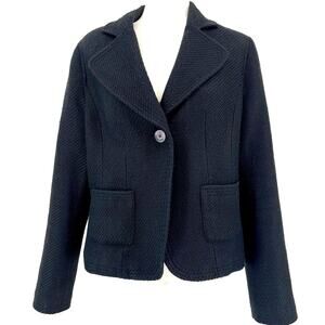 i.e. Women's acrylic blend‎ black single breasted short jacket Blazer (L)